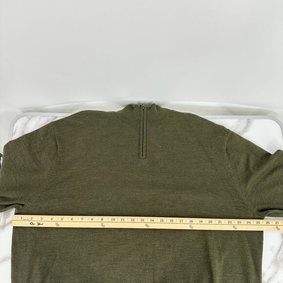 Club Room Estate Merino Wool Mens 2X Sweater Green 1/4 zip Pullover Preppy - Picture 7 of 8